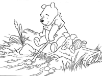 A coloring page of winnie the pooh - group